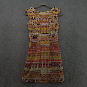 Plenty By Tracy Reese Dress Womens 0 Orange Yellow Printed Sleeveless Mini Dress